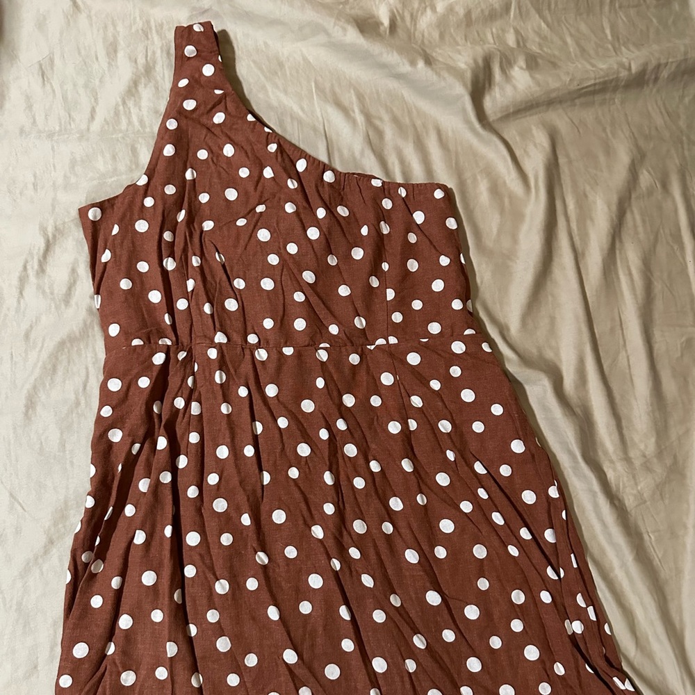 Abercrombie One Shoulder Linen Blend Mini Dress